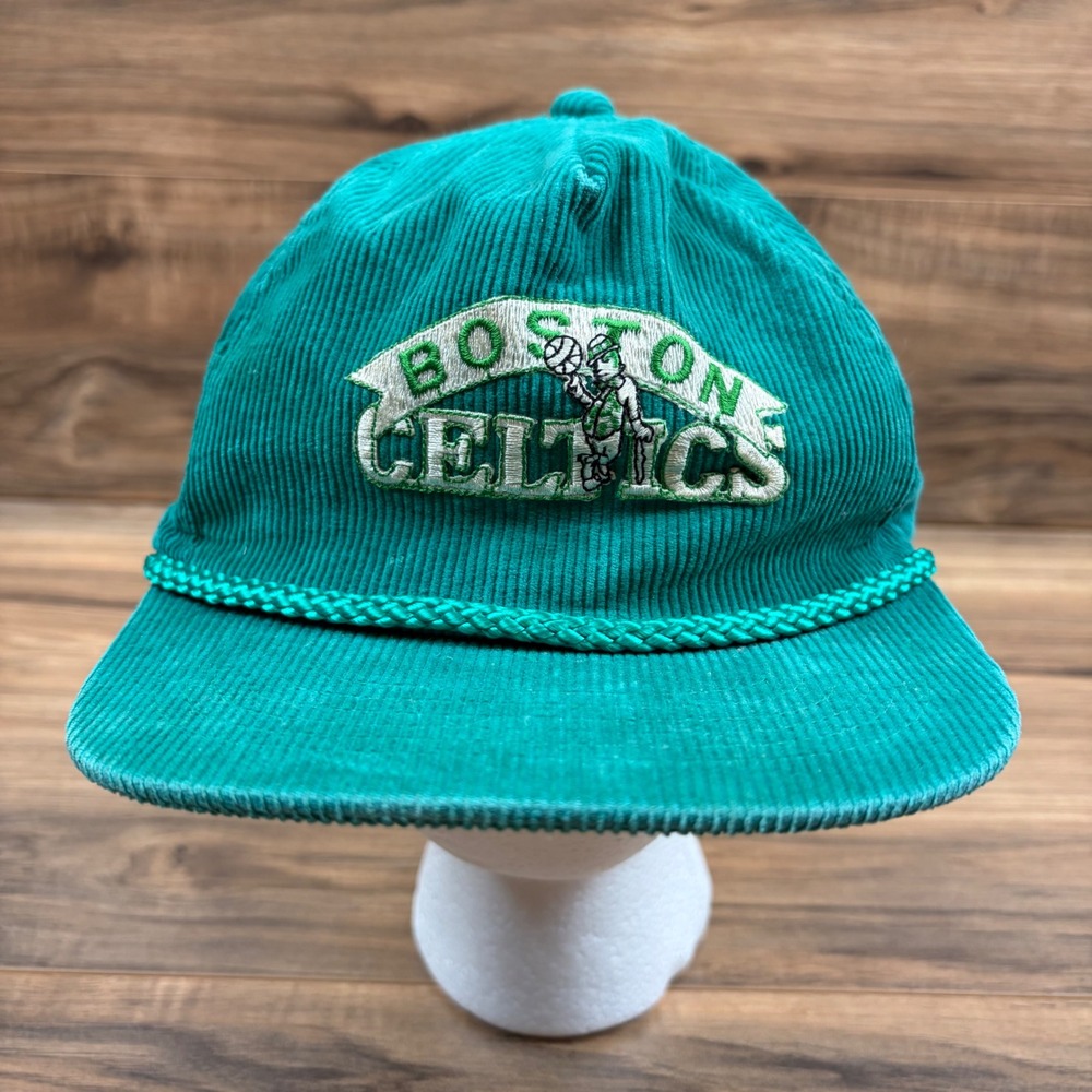 Vintage 80s Boston Celtics Corduroy Sliding Hat Green NBA Rope Hat Adjustable